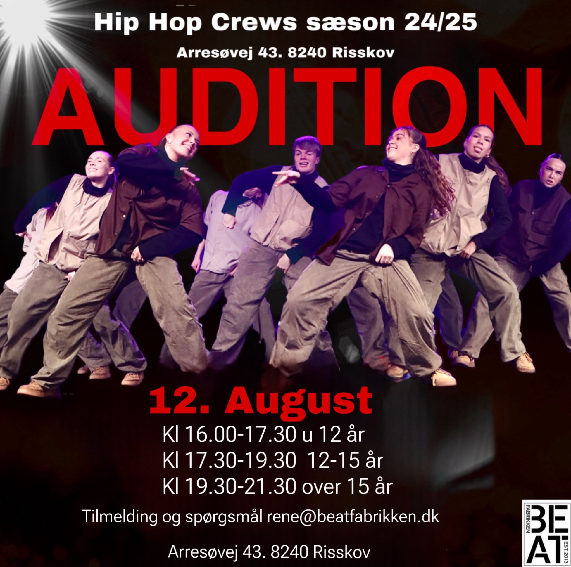 Audition til Hiphop Elitehold Crews i Aarhus, Risskov hos BEAT FABRIKKEN